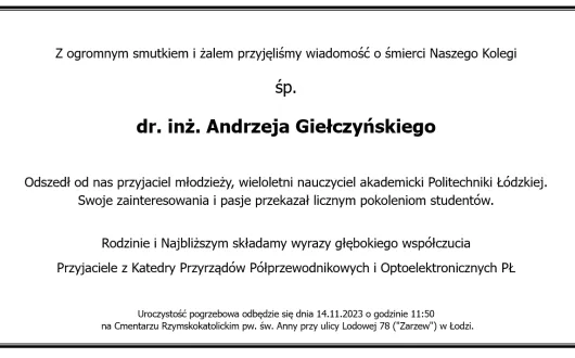 nekrolog Andrzeja Giełczyńskiego