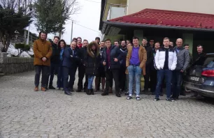Zdjęcie grupowe uczestników wyjazdu studenckiego do Szklarskiej Poręby