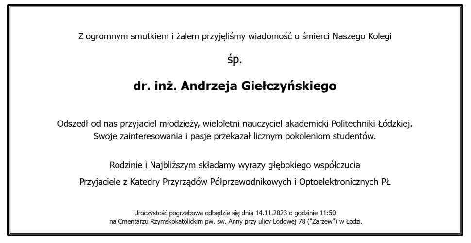 nekrolog Andrzeja Giełczyńskiego